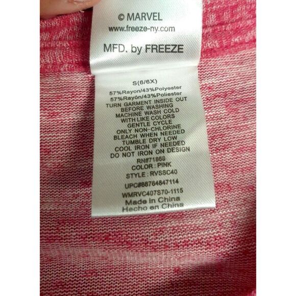 Marvel Girls Captain America T-Shirt S Pink Hi Low Super Hero Stretchy Top - Picture 4 of 4